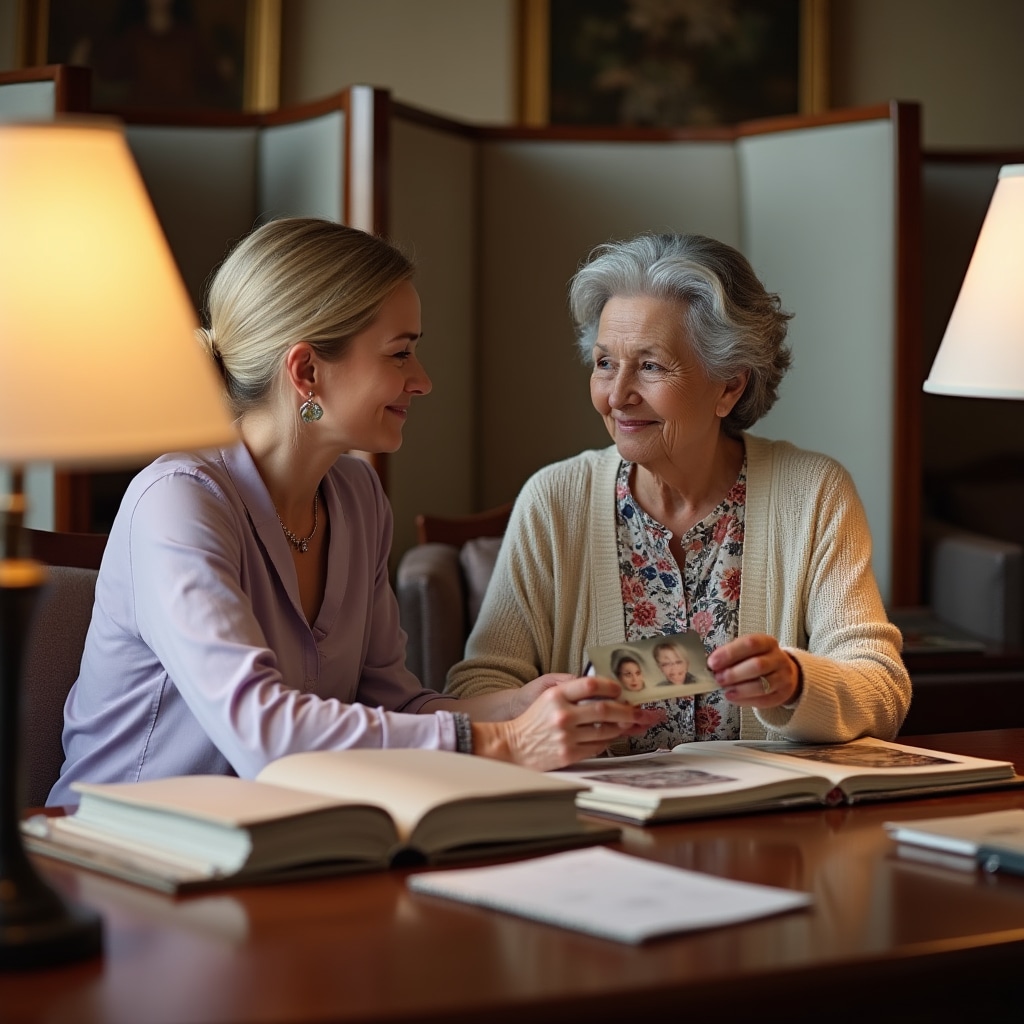 Organizer working patiently with senior client